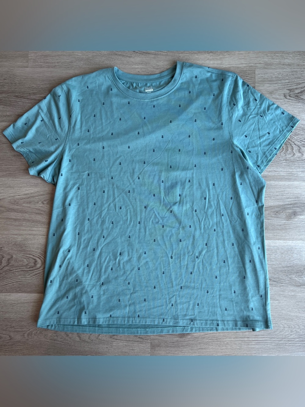 Falls Creek Mens Shirt XXXL 3XL Blue Green Pineapple Print Casual Crew Neck NWOT